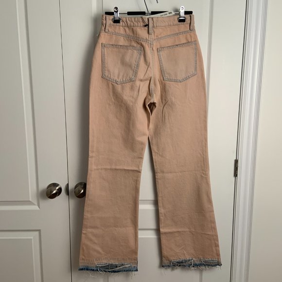 Zara Raw Hem Flare Pink Blue Acid Wash Mid Rise Jeans Denim Y2K 90s Size 6 - Picture 6 of 14